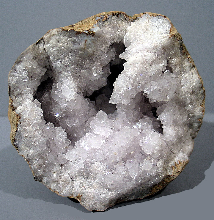 Quartz with Fluorescent Calcite in Geode,  Keokuk, Lee Co., Iowa