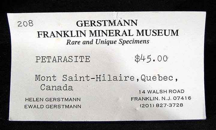 Petarasite (TL), Mont Saint-Hilaire, Québec, Canada ex Gerstmann's