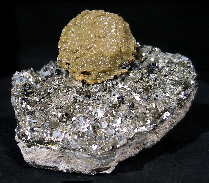 Siderite ps Calcite on Pyrite, Sphalerite and Quartz, Turt Mine, Oasului Mts., Satu Mare, Maramures Co., Romania
