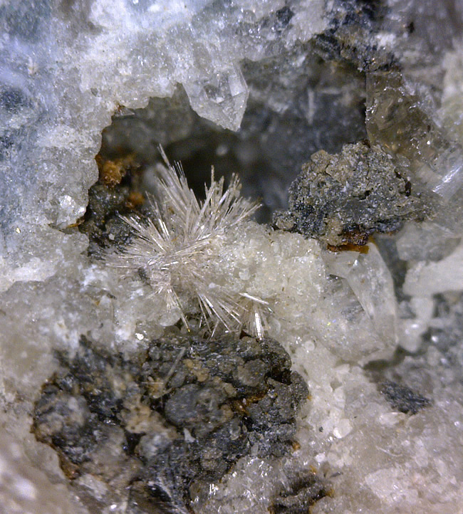 Lorenzenite with Narsarsukite and Unknown, Poudrette Quarry, Mont Saint-Hilaire, Rouville RCM, Montérégie, Québec, Canada