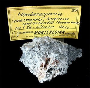 Monteregianite (TL), Lorenzenite, Aegerine & Yofortierite (TL), Mont Saint-Hilaire, Québec, Canada ex Les Horvath