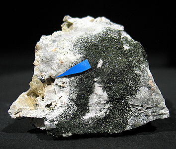 Wulfenite, Calcite, Galena, Eudialyte, Natrolite, Aegerine from Mont Saint-Hilaire, Québec, Canada 